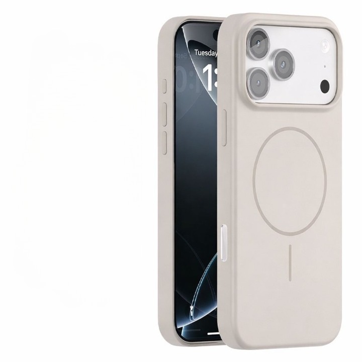 Husa pentru iPhone 17 Pro Max cu Magnet N52 Puternic, Husa MagSafe TPU + PC Anti-Soc, Protectie Camera si Ecran, Anti-Amprenta, Slim, Alb Crem