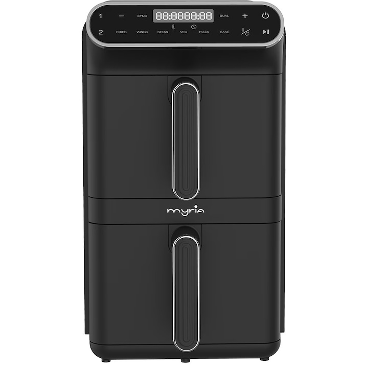 Friteuza cu Aer Cald Dubla MYRIA MY4714, 11l, 2460W, Negru