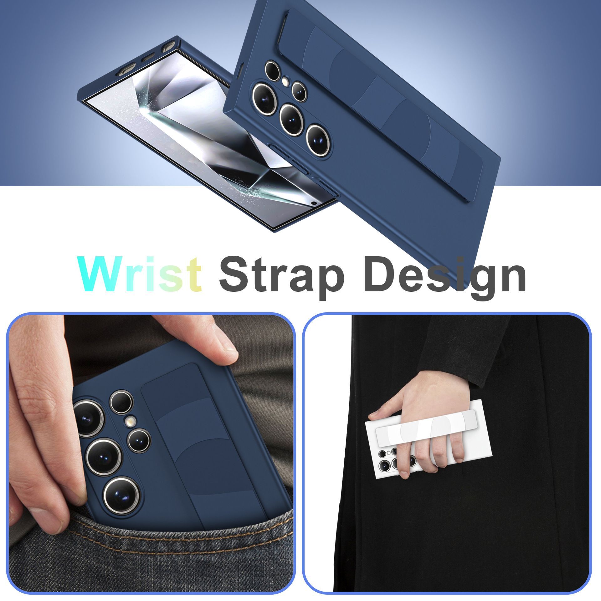 Husa pentru Samsung Galaxy S26 Ultra, Standing Grip, Silicon, Anti-Soc, Alb Transparent