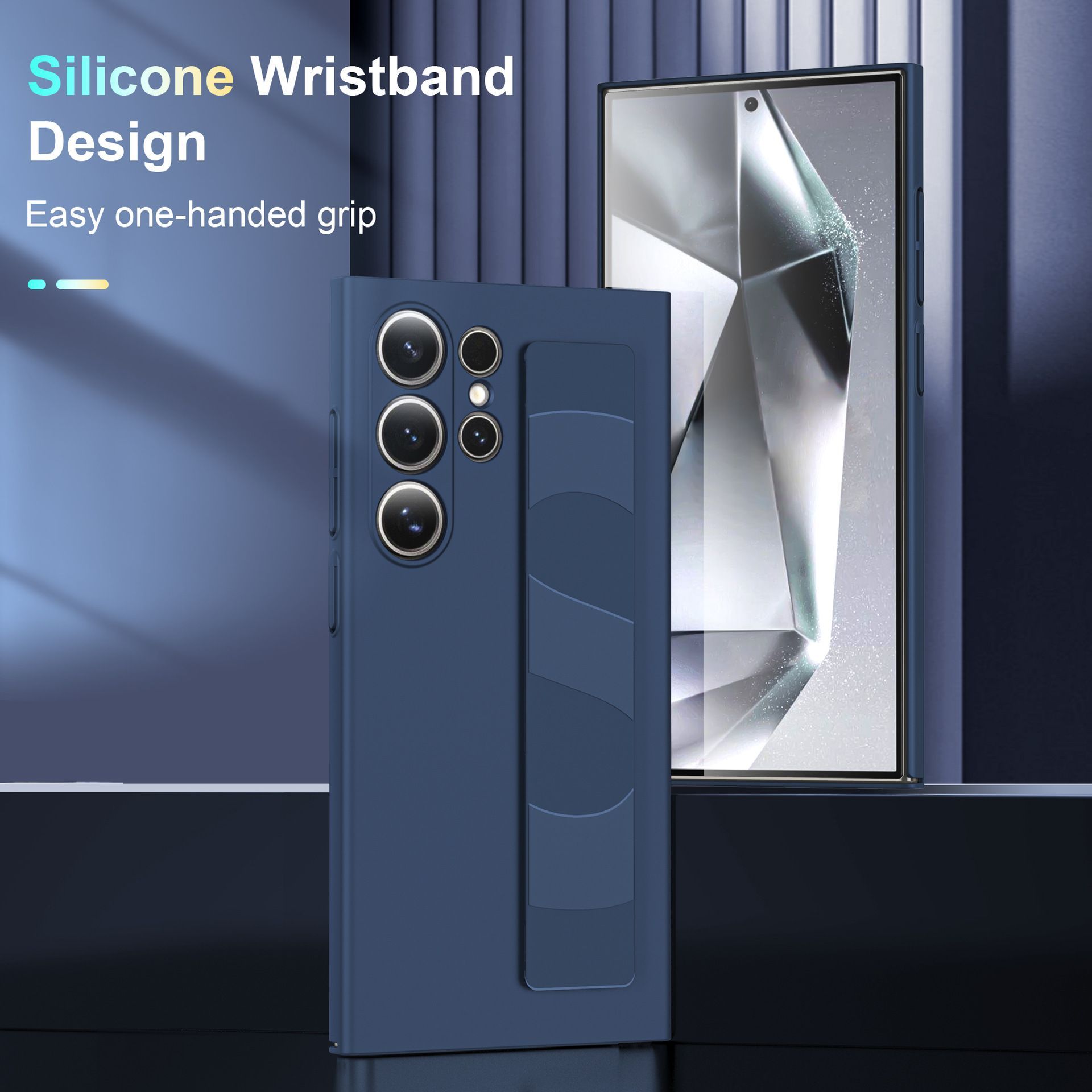 Husa pentru Samsung Galaxy S26 Ultra, Standing Grip, Silicon, Anti-Soc, Alb Transparent