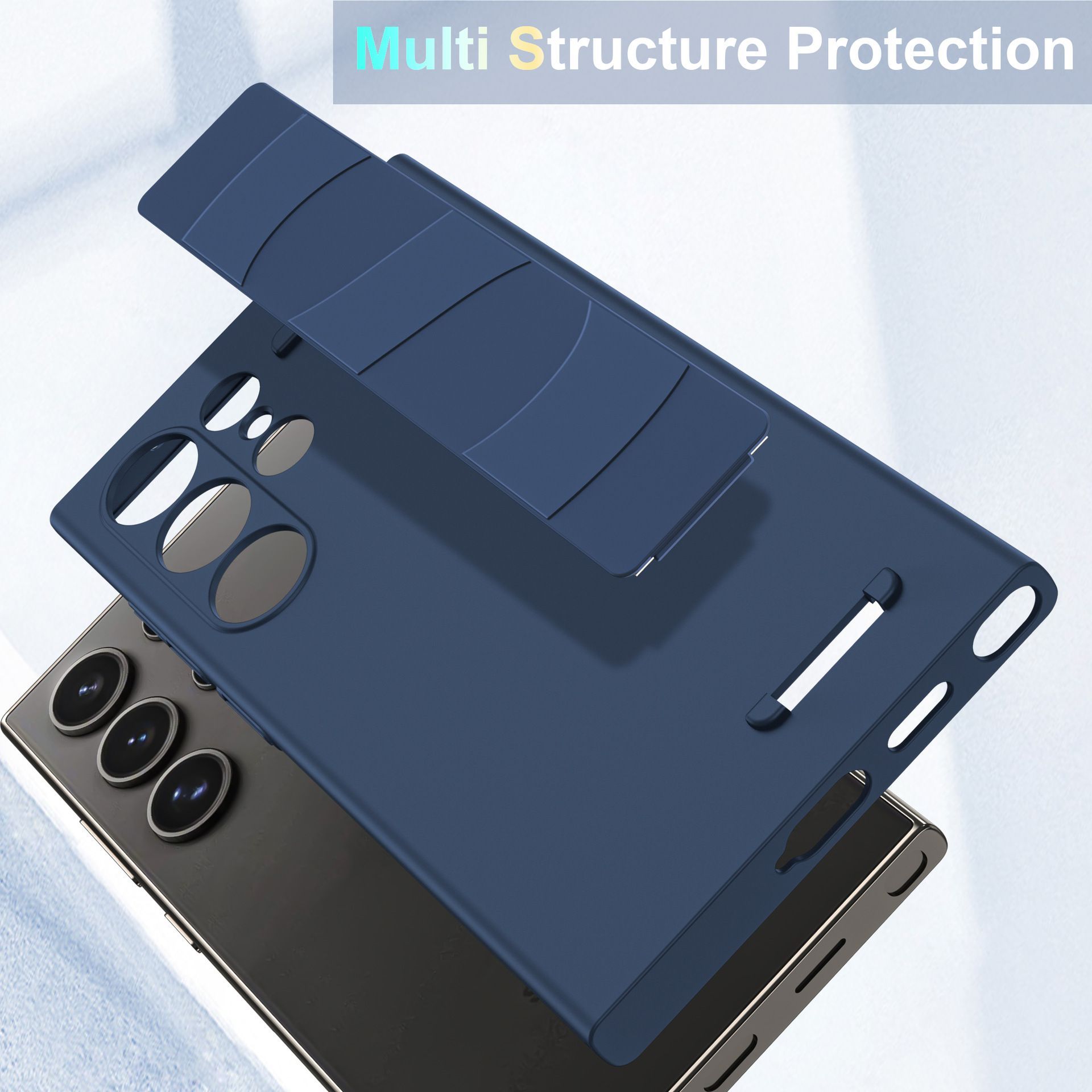 Husa pentru Samsung Galaxy S26 Ultra, Standing Grip, Silicon, Anti-Soc, Alb Transparent