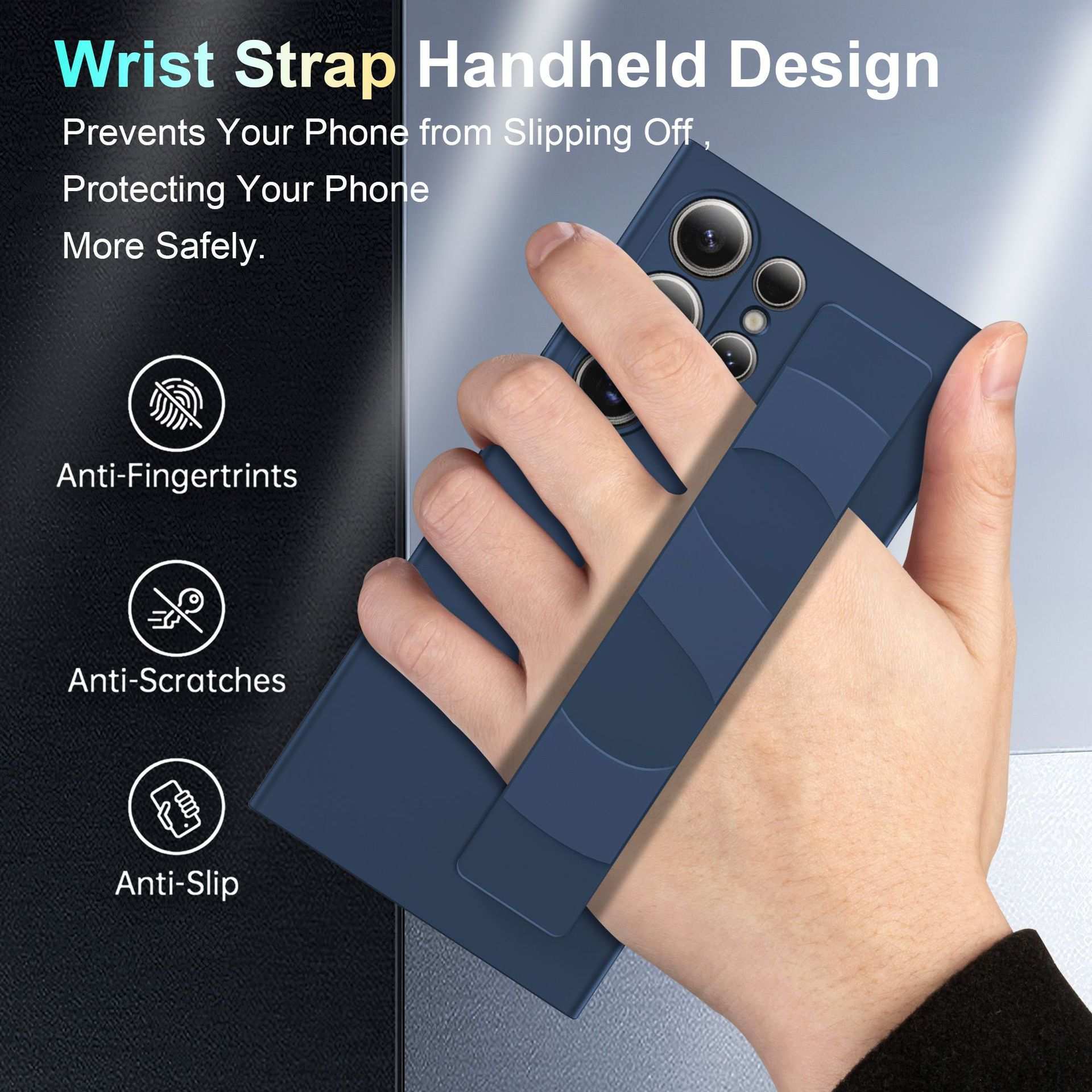 Husa pentru Samsung Galaxy S26 Ultra, Standing Grip, Silicon, Anti-Soc, Alb Transparent