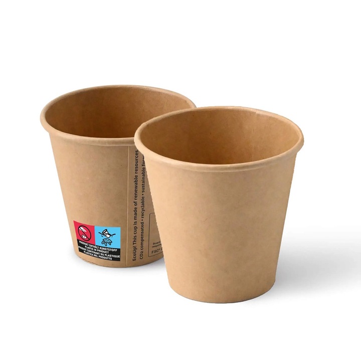 50 db kraft pohár készlet, Biosector, PE bevonatú karton, 180 ml, O 80 mm