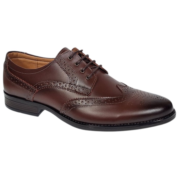 Pantofi barbati, sport, din piele naturala 200407, Maro cognac
