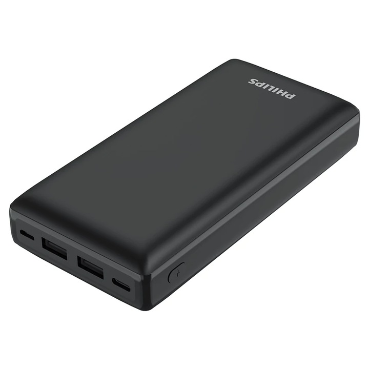 Baterie externă Philips 20000 mAh, 20W, 2 x USB-C, 2 x USB-A, cablu inclus