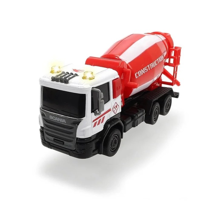 Simba Építőipari teherautó, piros betonkeverő, 17cm, fényekkel és hangokkal
