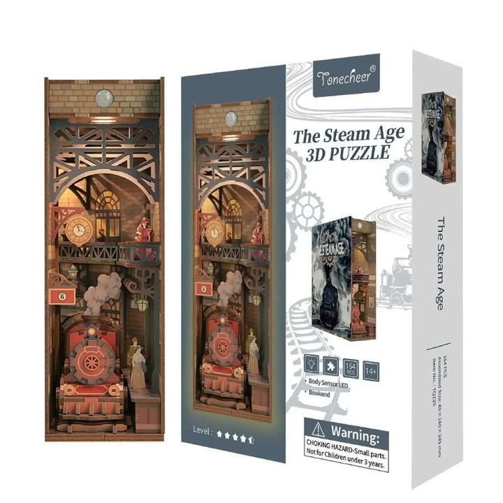 Casuta In Miniatura Book Nook Diorama DIY, Habarri, Bilet Catre Revolutie, Diorama Book Nook, 8+ Ani, 19x6x26 cm, Joc Creativ Montessori, Puzzle 3D Lemn, Decor Biblioteca, Cadou Adulti Si Adolescenti, Macheta De Asamblat, Iluminare Led, Multicolor