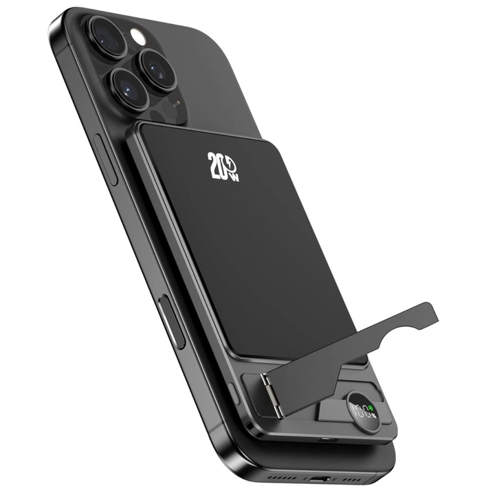 Incarcator Wireless MagSafe 3 in 1, Omelivon, Statie de Incarcare Rapida Qi, Fast Charger 15W, Charging Station fara Fir, Portabil, Stand Reglabil, Pliabil si Magnetic, Compatibil Telefon iPhone si Toate Seriile Apple Watch, AirPods, Negru