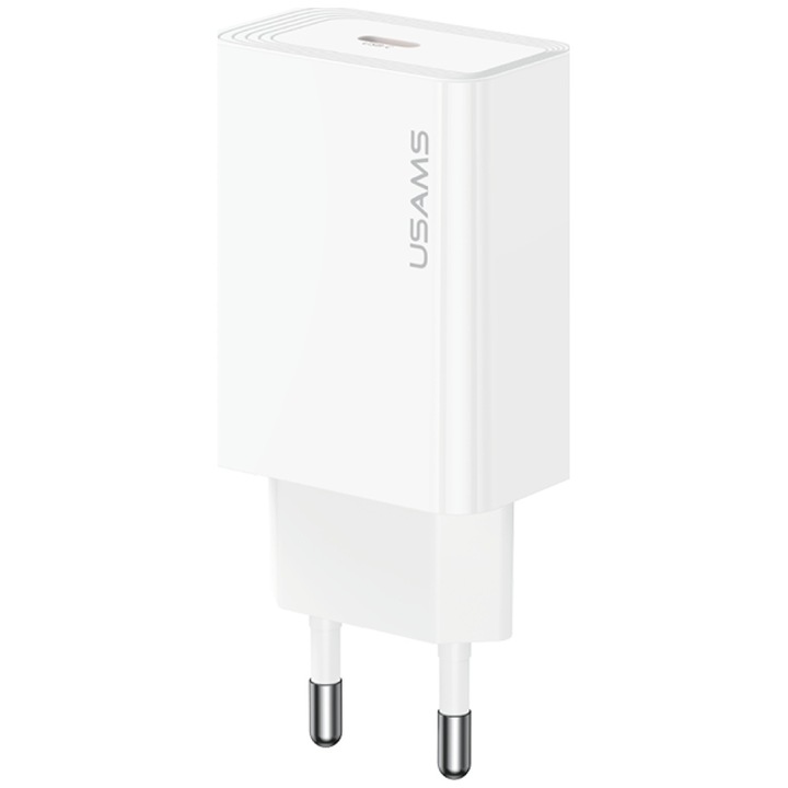 USAMS T69 hálózati töltő, 20W, USB-C, fehér