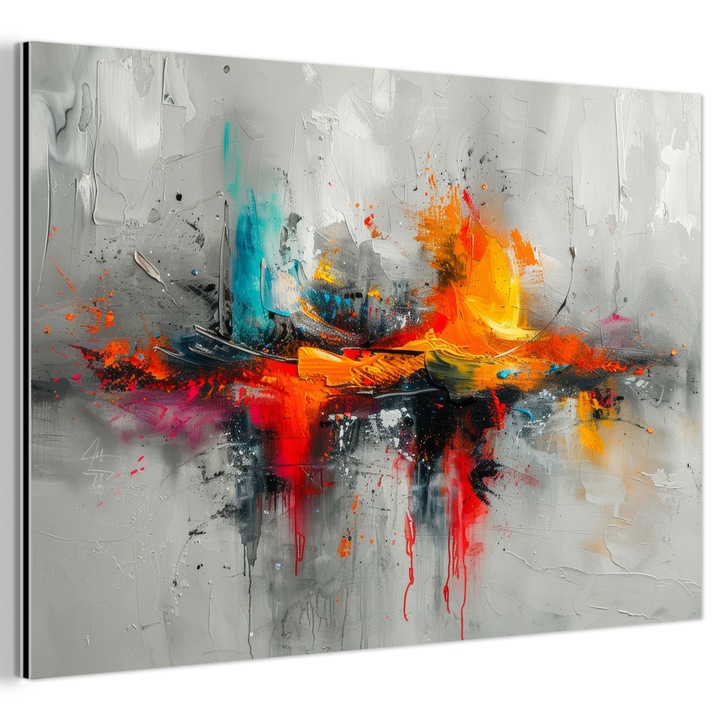 Tablou pe metal, Abstract, Decorative, Living, Bucatarie, Modern Art, Decorarea peretilor, Imprimare pe metal Gri deschis 90x60 cm