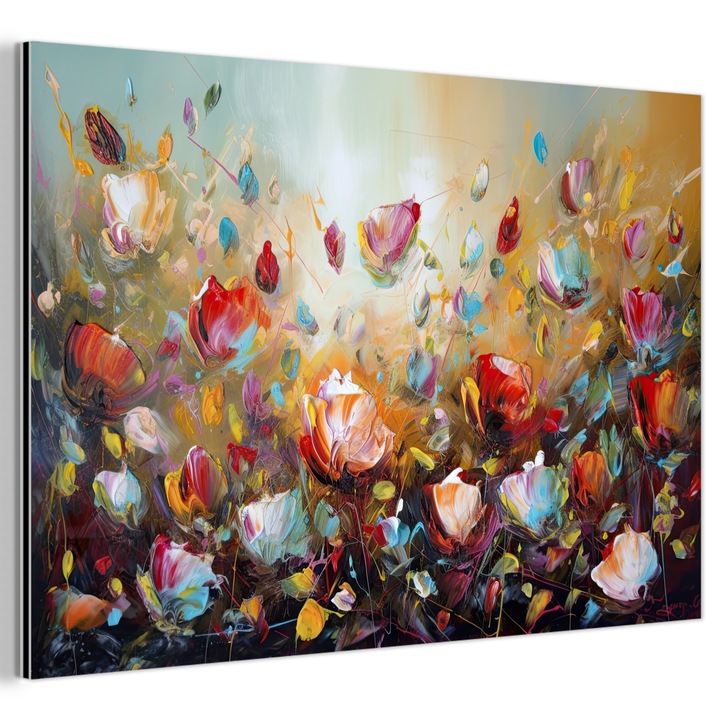 Tablou pe metal, Abstract, Decorative, Living, Bucatarie, Modern Art, Decorarea peretilor, Imprimare pe metal Multicolor 90x60 cm