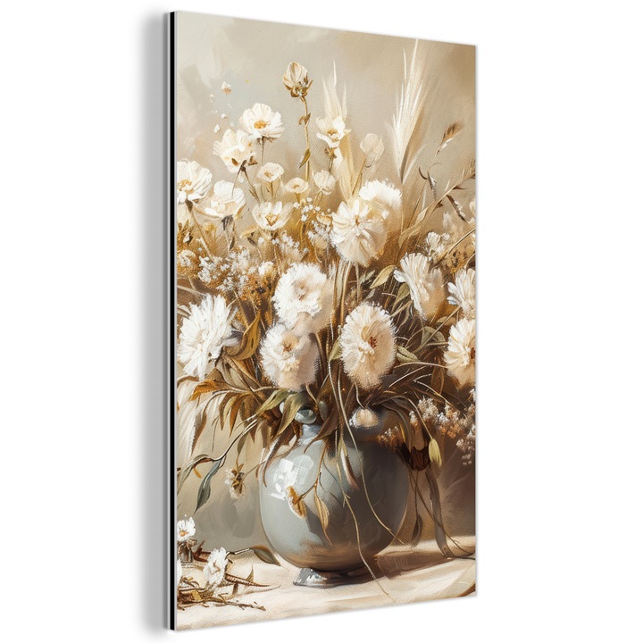 Метална картина, Абстрактна, Декоративна, Всекидневна, Кухня, Модерно изкуство, Декорация на стени, Печат върху метал Кремаво 40x60 см