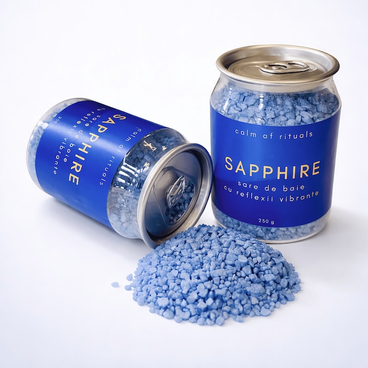 Sare de Baie "Sapphire" cu Efect Sidefat Stralucitor (Shimmer) – Ritual Spa cu Miros de Afine, Aromaterapie – Doza 250g