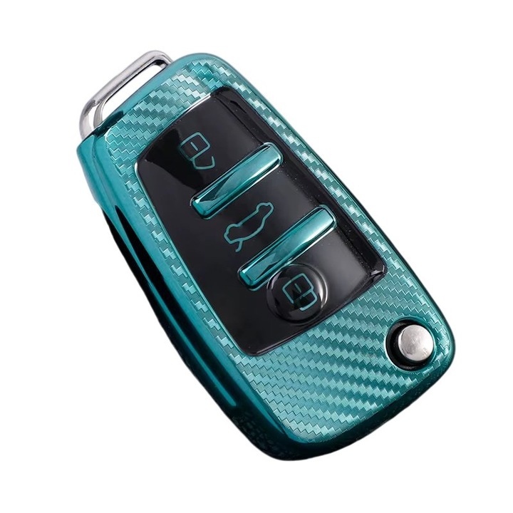 Husa pentru cheie briceag Audi A1 A3 A4 A5 Q7 A6 C6 verde carbon