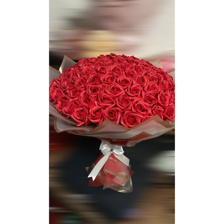 Buchet Flori, trandafiri de sapun, 101 fire, roșii