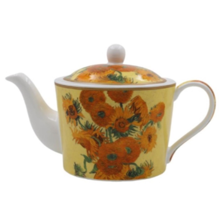 Ceainic 600 ml - Vincent Van Gogh - Sun Flowers, Multicolor, Portelan, 600 ml