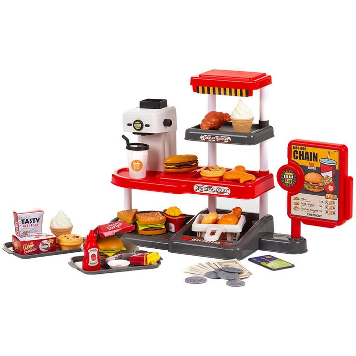 Set jucarie Chipolino Fast Food cu sunete si 71 accesorii