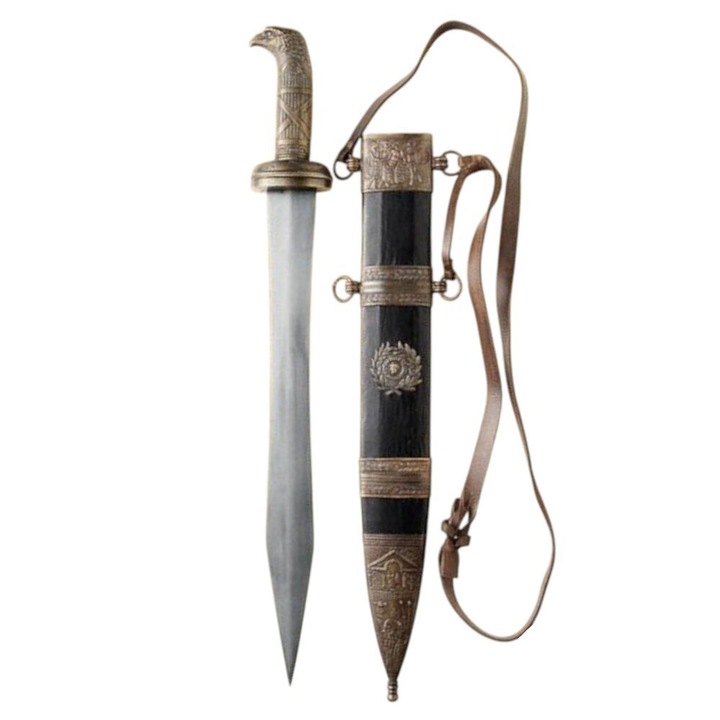 Sabie de lupta din otel 1080 forjata manual, GLADIUS CU TEACA PENTRU OFITERI ROMANI (WS501429), 68 cm
