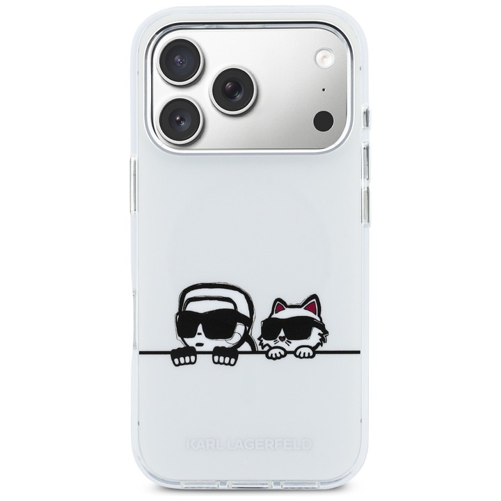 Калъф Karl Lagerfeld IML KL Script Logo с MagSafe, съвместим с iPhone 17 Pro Max, бял