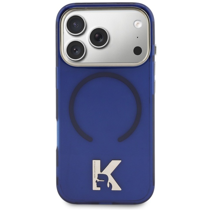 Калъф Karl Lagerfeld IML K Head Logo с MagSafe, съвместим с iPhone 17 Pro, син