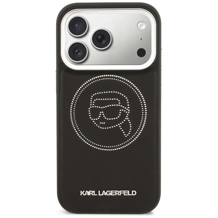 Калъф Karl Lagerfeld K Head Point Logo с MagSafe съвместим с iPhone 17 Pro, Черен