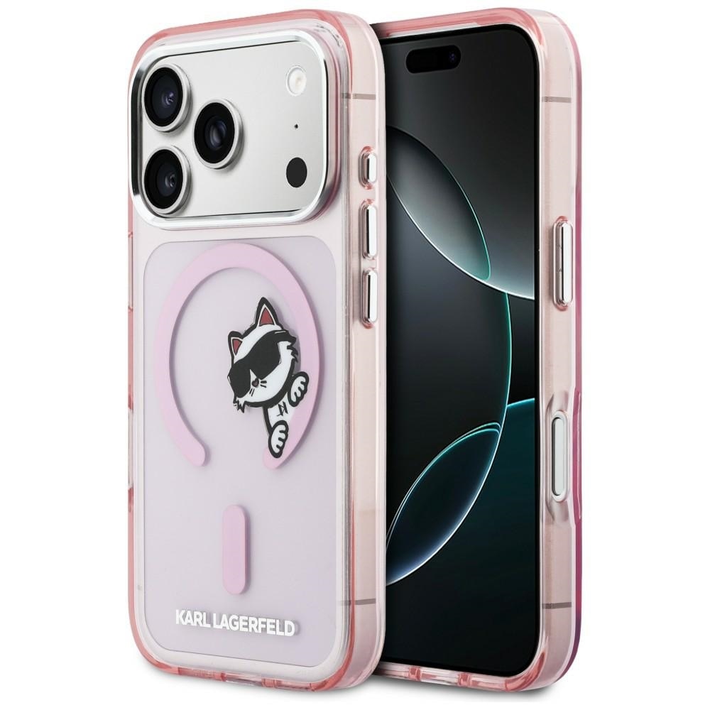 Husa Karl Lagerfeld IML Peekaboo cu MagSafe compatibila cu iPhone 17 Pro, Roz