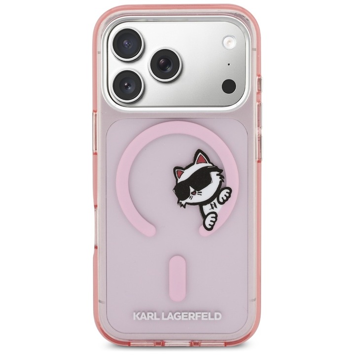 Husa Karl Lagerfeld IML Peekaboo cu MagSafe compatibila cu iPhone 17 Pro, Roz