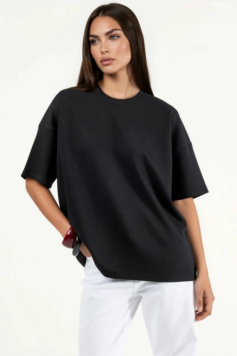 Tricou dama, HiCCUP, jerseu, supradimensionat, negru