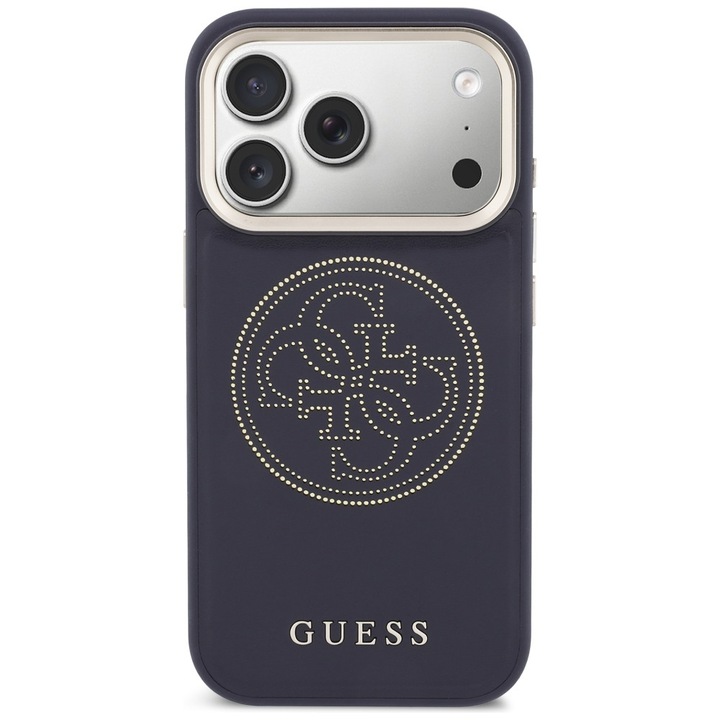 Калъф Guess Perforated 4G с MagSafe, съвместим с iPhone 17 Pro Max, син