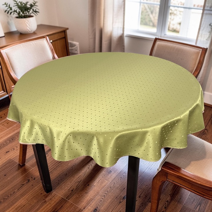 Fata de masa teflonat, fistic, model metalic, 140 cm rotund