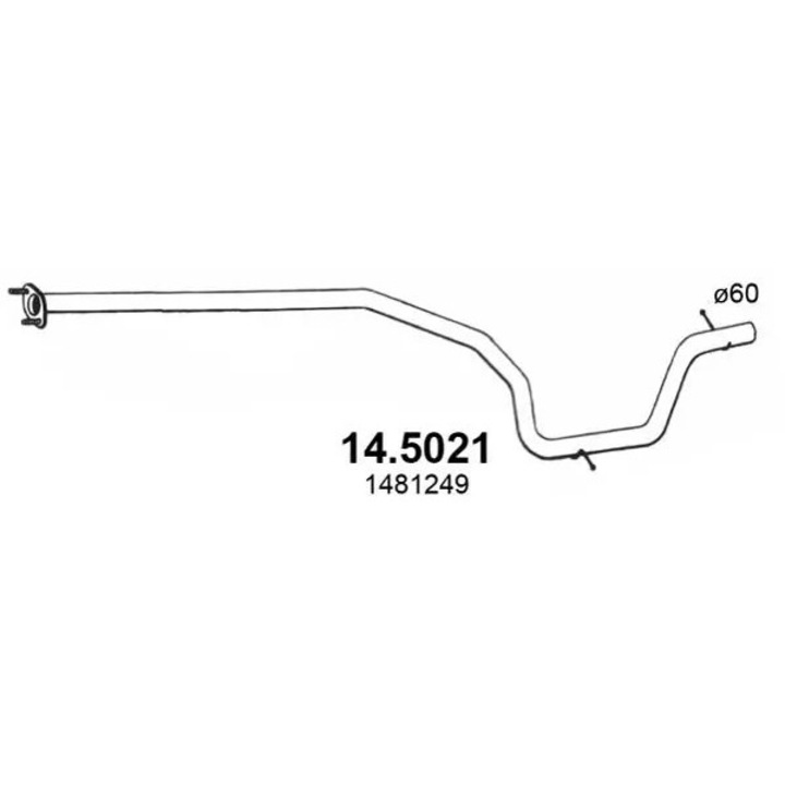 Kipufogócső Közép Asso 14.5021, kompatibilis Ford Galaxy 2/S-Max, 2.0 dízel, 14x10cm