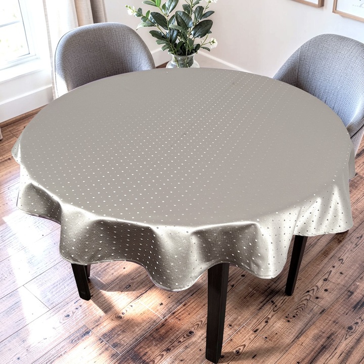 Fata de masa teflonat, gri, model metalic, 140 cm rotund