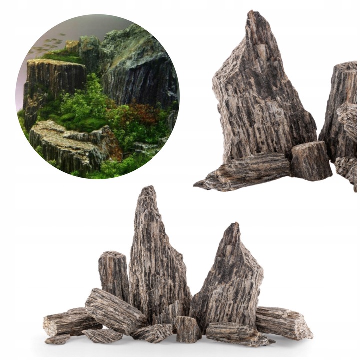 Pietre pentru acvariu 5kg ardezie, aspect lemn