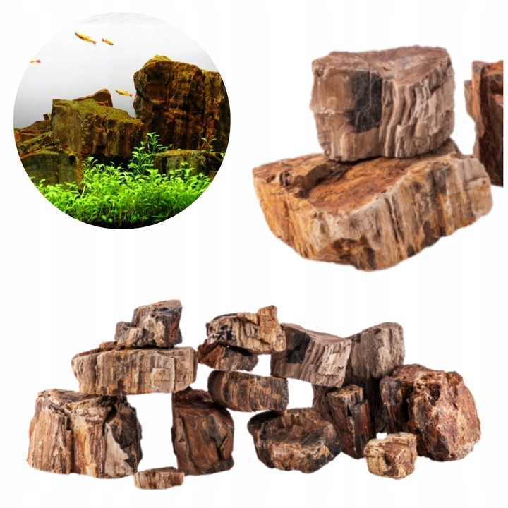 Set pietre pentru acvariu 24 kg, aspect lemn fosilizat gri