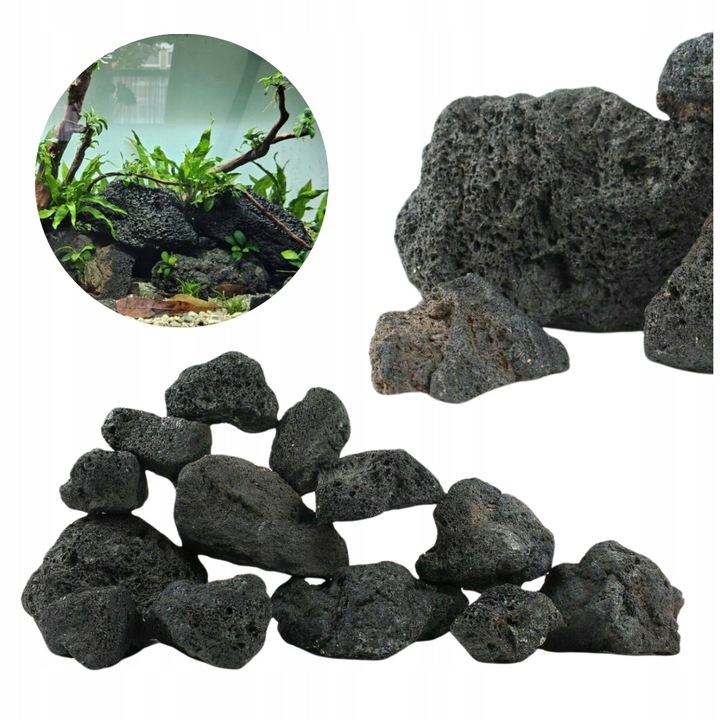 Roca decorativa acvariu lava vulcanica neagra 15 kg