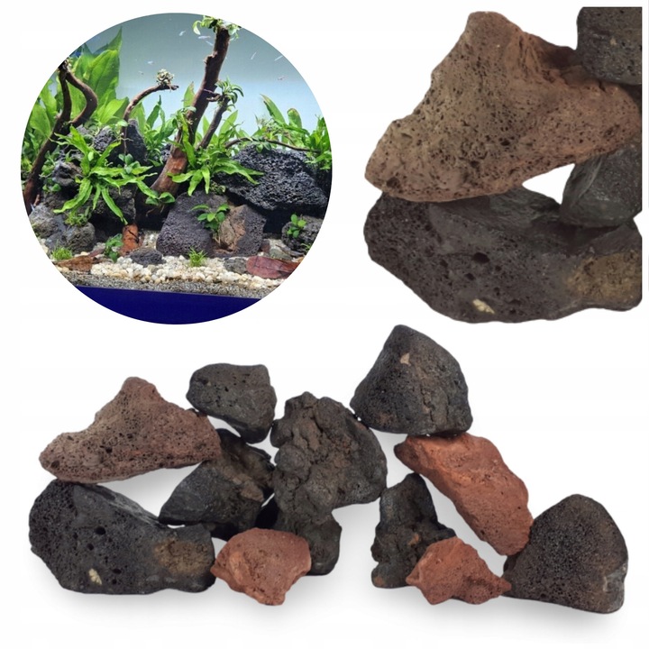 Roca decorativa din lava mix 5 kg maro-negru