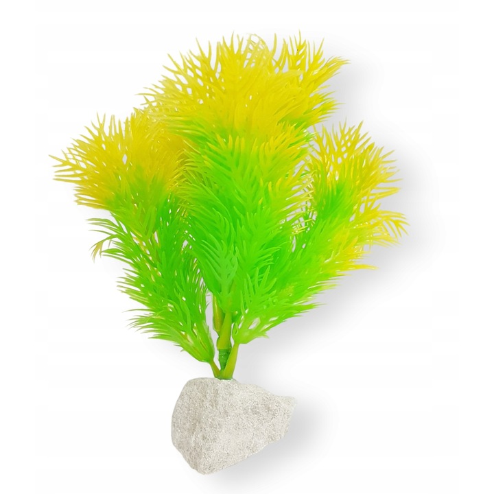 Planta artificiala pentru acvariu C2, flexibila, baza piatra, 15x10 cm