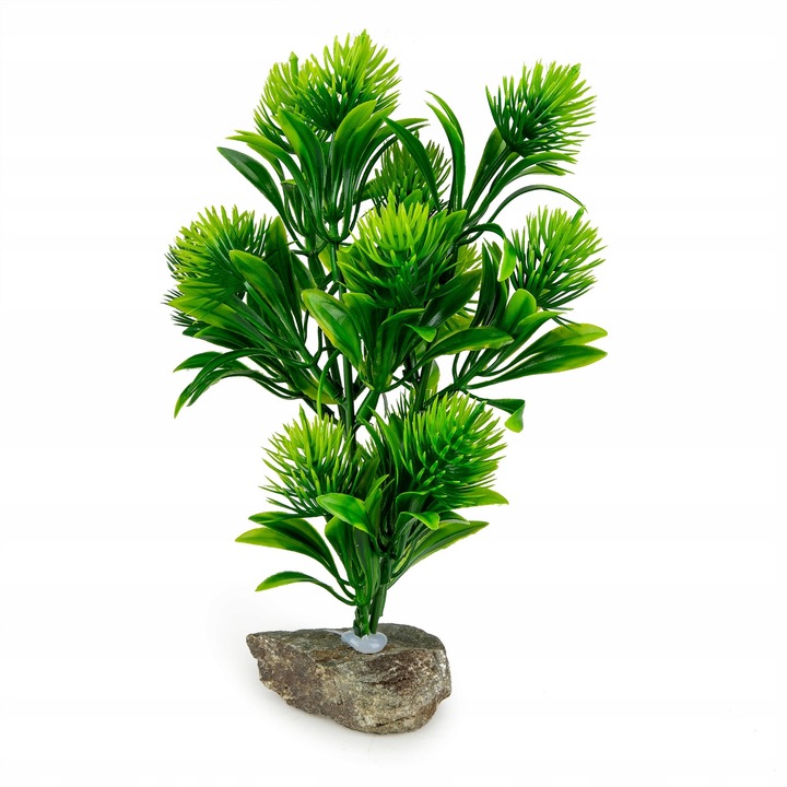 Planta artificiala pentru acvariu, 17 cm, baza piatra naturala