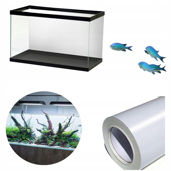 Folie fundal acvariu alba autocolanta 120x50 cm