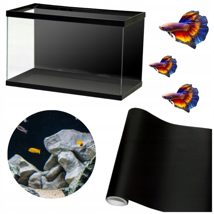 Fundal pentru acvariu autocolant negru mat 60x50 cm