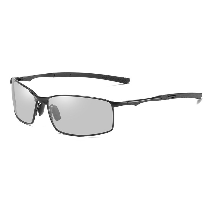 Sunglasses Polarized (559) - for Men, with UV Protection and Metal Frame, Rectangular - Black / Phot