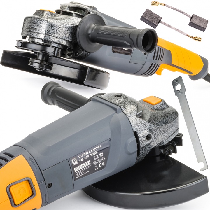 Polizor unghiular POWERMAT 3000W 230mm, 6500 rpm, rotita reglabila, set inclus