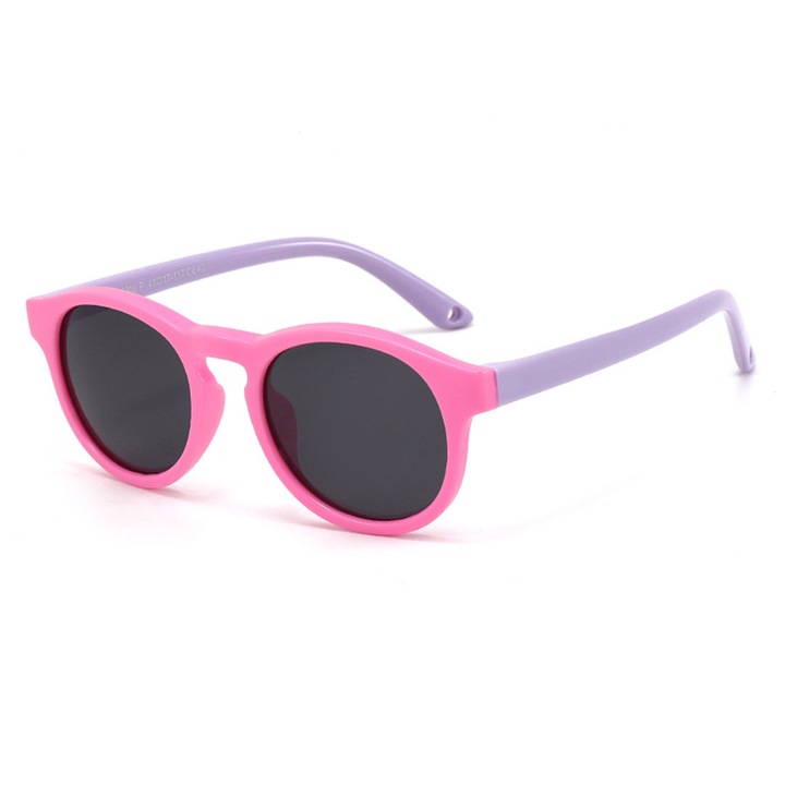 Sunglasses Polarised (8308-C42) - for Babies, Round Shape, with Strap - Pink / Purple
