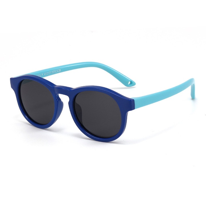 Sunglasses Polarised (8308-C28) - for Babies, Round Shape, with Strap - Dark Blue / Sky Blue