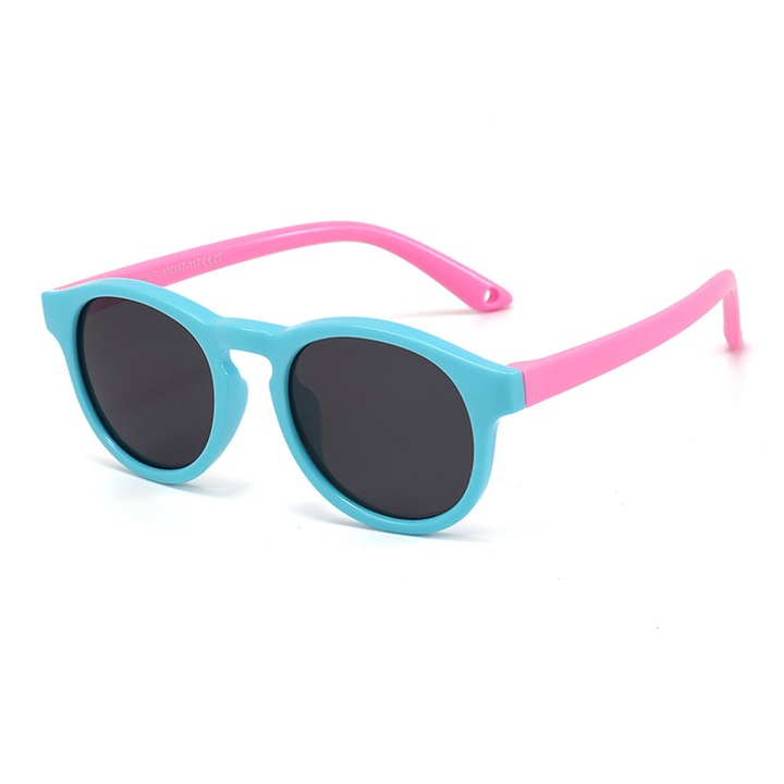 Sunglasses Polarised (8308-C27) - for Babies, Round Shape, with Strap - Lake Blue / Pink