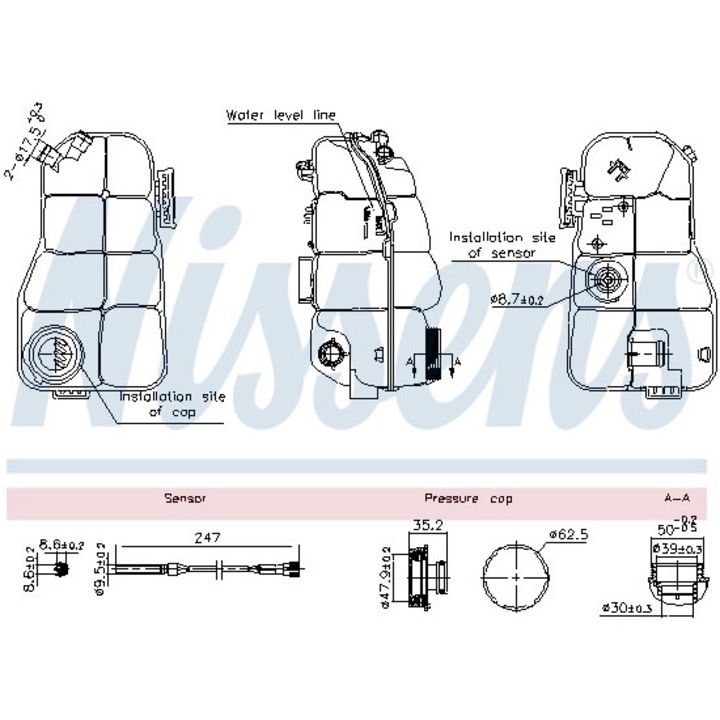 NISSENS 996216 tágulási tartály, Volvo V40/V40 Cross Country, RAR tanúsítvánnyal