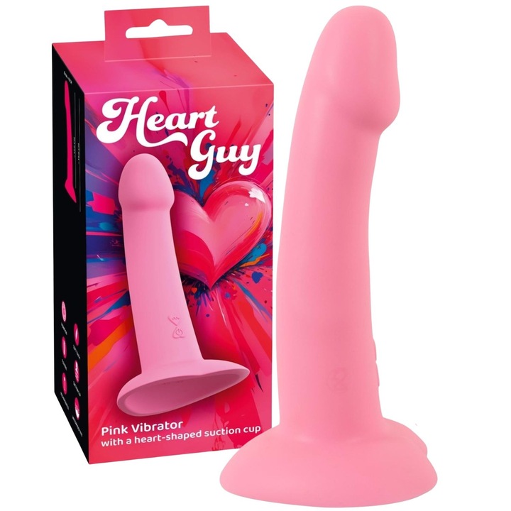 Вибратор You2Toys Heart Guy розов, 10 режима на вибрация, силикон, розов, 19x4см