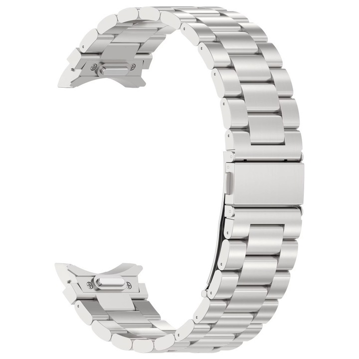 Bratara metalica 20 mm pentru Samsung Galaxy Watch 4 / 5 / 6 / 7 + dispozitiv pentru scurtare, Curea otel inoxidabil Best Accessories, argintiu