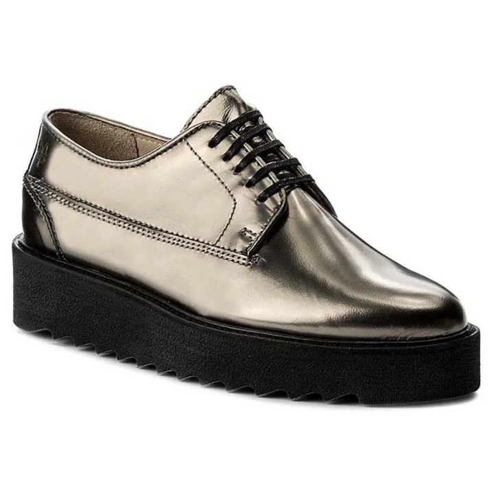 Tenisi dama, Marc O'Polo, piele naturala, auriu metallic, talpa platforma moderna, 38 EU