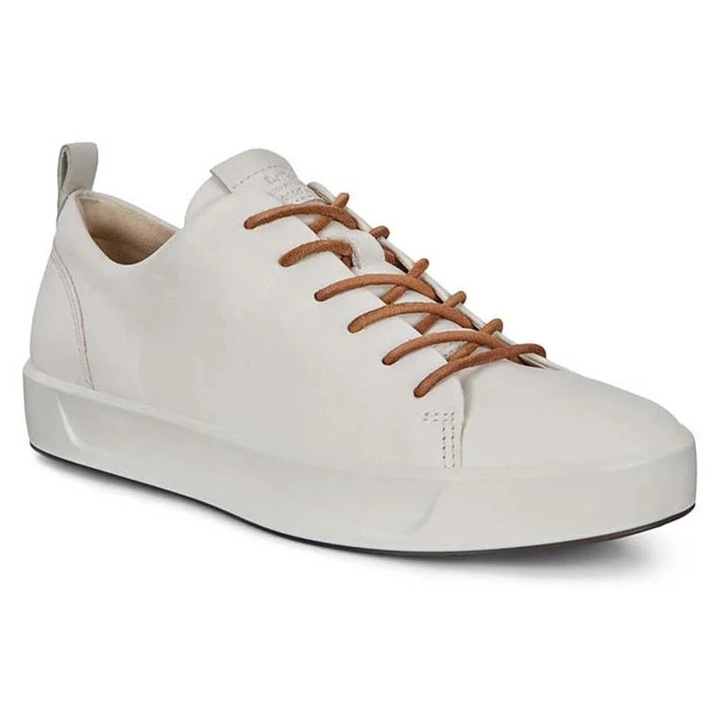 Tenisi dama Ecco Soft 8, piele naturala premium, talpa flexibila, alb, 35 EU